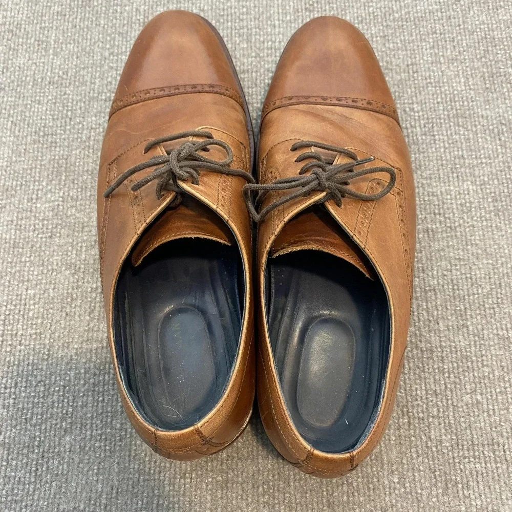 Cole Haan Grand.OS Shoes Mens Size 11.5 M Brown Leather Cap Toe Derby C26146